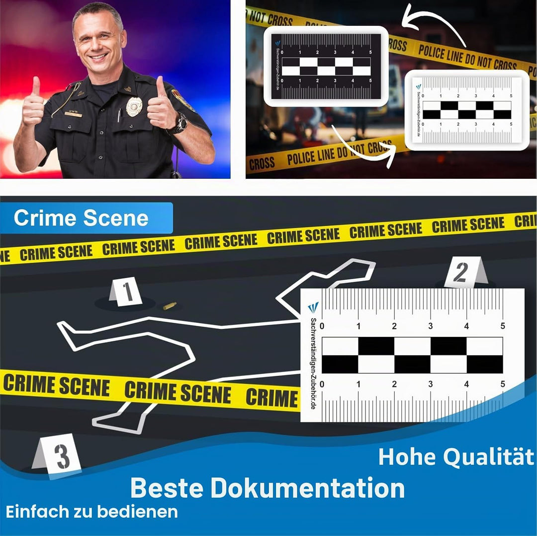 Sachverständigen-Zubehör® Tatort Massstab Lineal als [Detektiv Nivelliergerät] 2er Set Messlatte | P