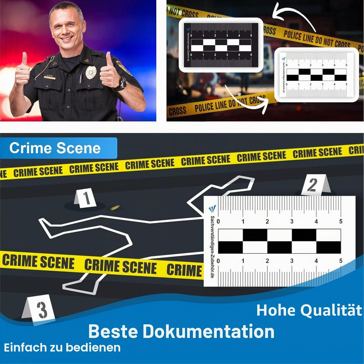 Sachverständigen-Zubehör® Tatort Massstab Lineal als [Detektiv Nivelliergerät] 2er Set Messlatte | P