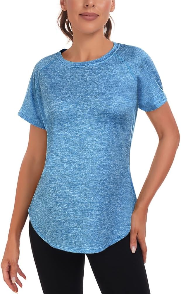 Jlowesun Sportshirt Damen Kurzarm, Leichtes Atmungsaktiv Funktions Back Mesh Sport Oberteile Damen,