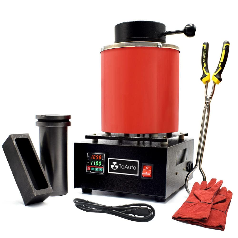 TOAUTO 3KG Digitale Schmelzofen 1400W 2000F, Automatischer Schmelzofen Kit mit Graphittiege und Grap