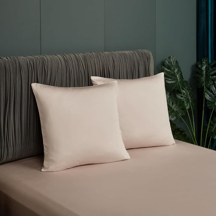 Luofanfei Bambus Kühlende Bettwäsche 135x200 cm Beige Sommer Lyocell Uni Bambusfasern Glänzend Bettw