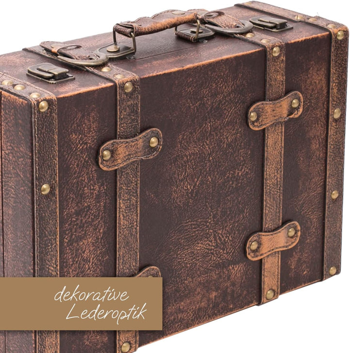 HMF VKO103 Vintage Koffer aus Holz | 38 x 26 x 13 cm | Gross | Deko Klassik 38 cm Klassik, 38 cm Kla