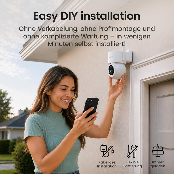 aosu 4K 8MP Überwachungskamera Aussen Solar Akku UHD mit Licht 360° PTZ Kein ABO Nötig WLAN Kamera Ü