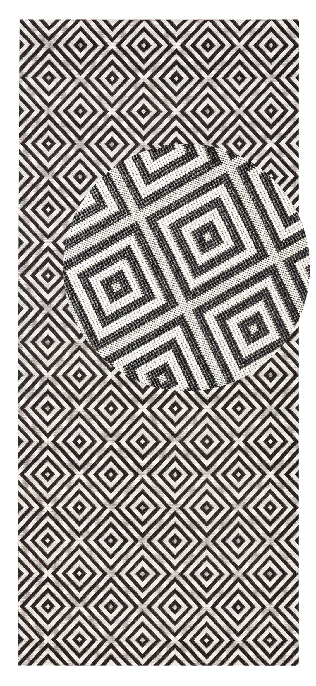 NORTHRUGS In- und Outdoor Teppich Karo 80x200cm - Wetterfest Modern Geometrisches Muster Kariert All