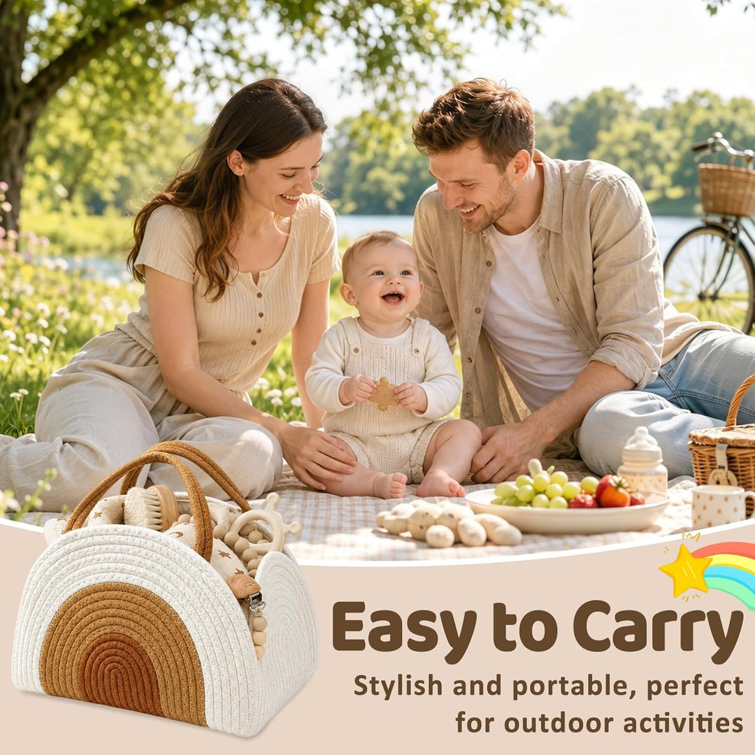 Baby Windel Caddy Organizer, Wickeltisch Organizer mit Fächern und Griffen, Tragbarer Wickeltasche O