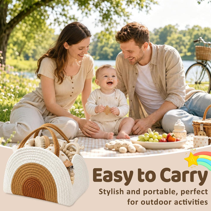 Baby Windel Caddy Organizer, Wickeltisch Organizer mit Fächern und Griffen, Tragbarer Wickeltasche O