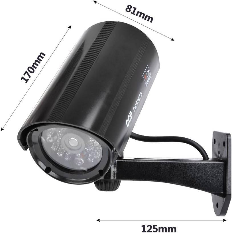 DODUOS 2 Stück Kamera Atrappe Aussen mit LED-Licht, Fake Kamera, Überwachungskamera Attrappe, Dummy