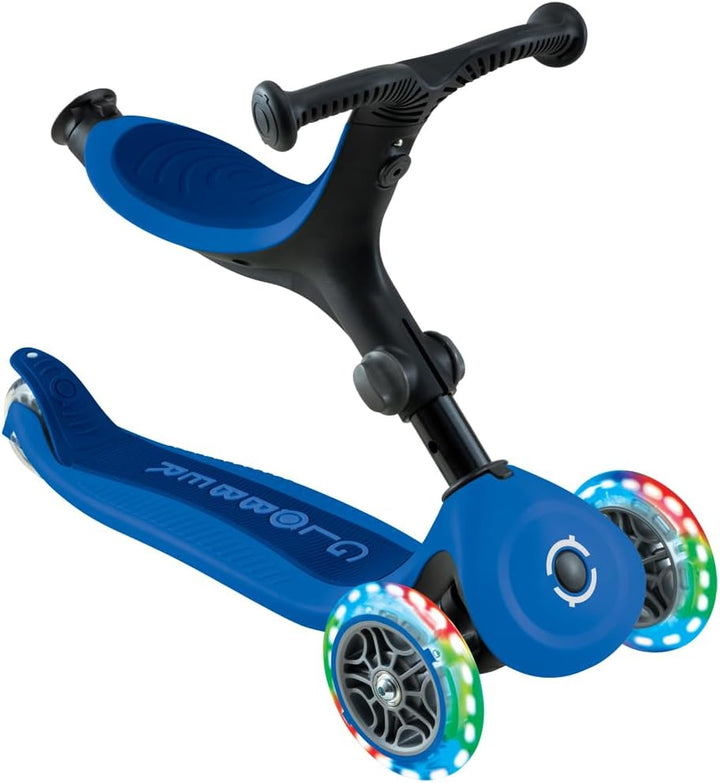 GLOBBER GO-UP Active Lights – 3 in 1 Dreirad, Laufrad und Scooter, 120/80 mm, 3-rädrig, höhenverstel