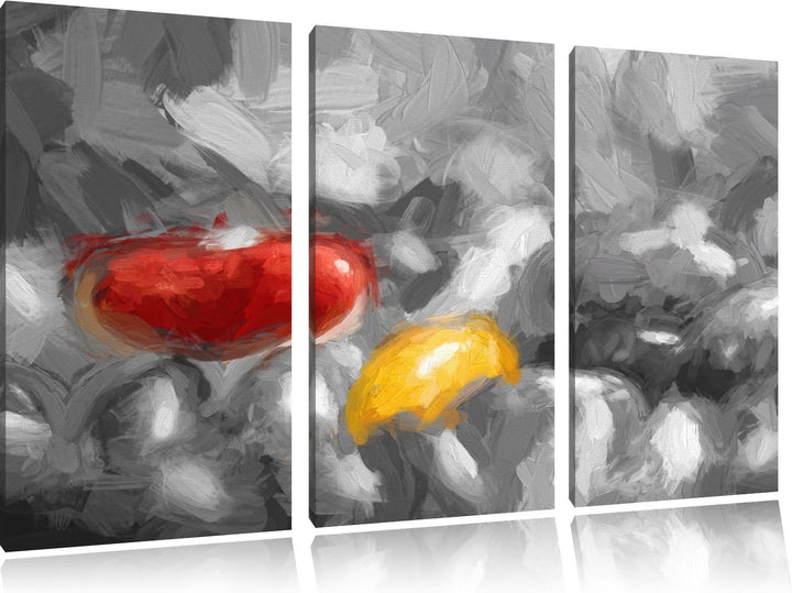 leckere kleine Süssigkeiten schwarz/weiss Deluxe 3-Teiler Leinwandbild 120x80 Bild auf Leinwand, XXL
