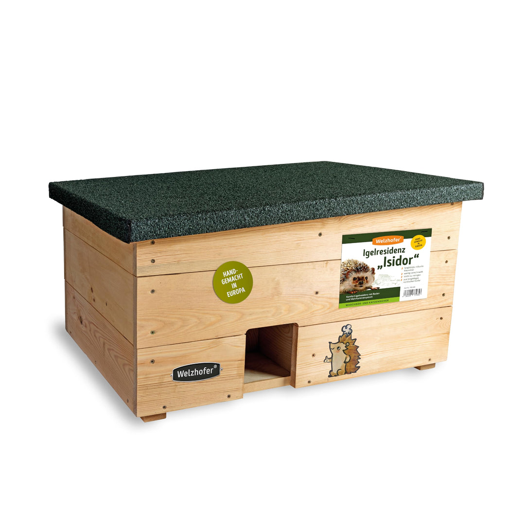 Welzhofer XXL Premium Igelresidenz Isidor, Ganzjahreshaus für Igel, wintertaugliches Igelhaus aus Ho