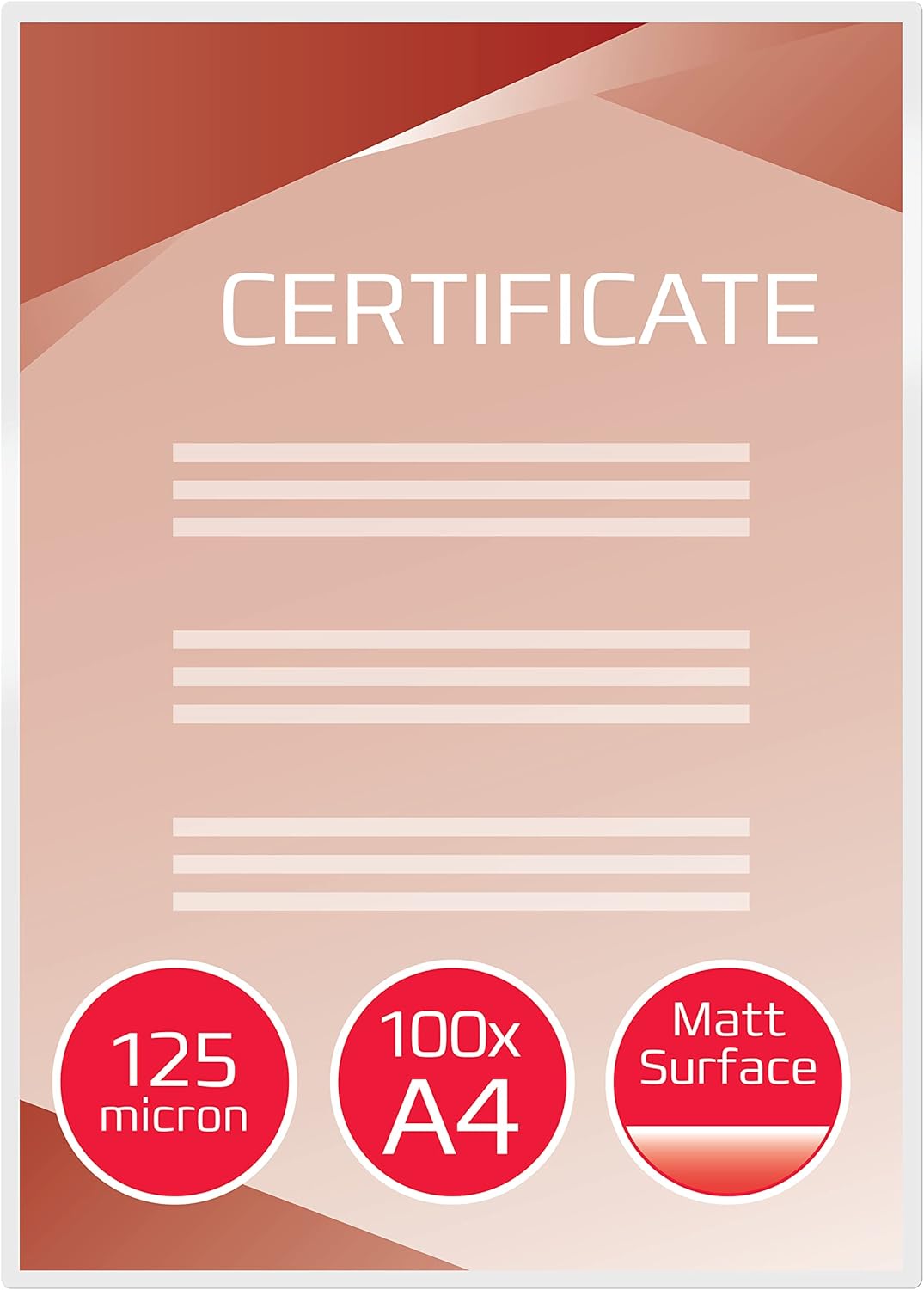 GBC Laminierfolien A4 Matt 125 mic, Beschriftbare Oberfläche, Robuste Laminiertaschen im 100er Pack,