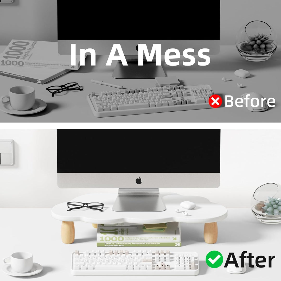 Monitorständer, Wolkenform, stabiles Holz, Computer-Monitor-Ständer, Mehrzweck-Ständer, Desktop-Orga