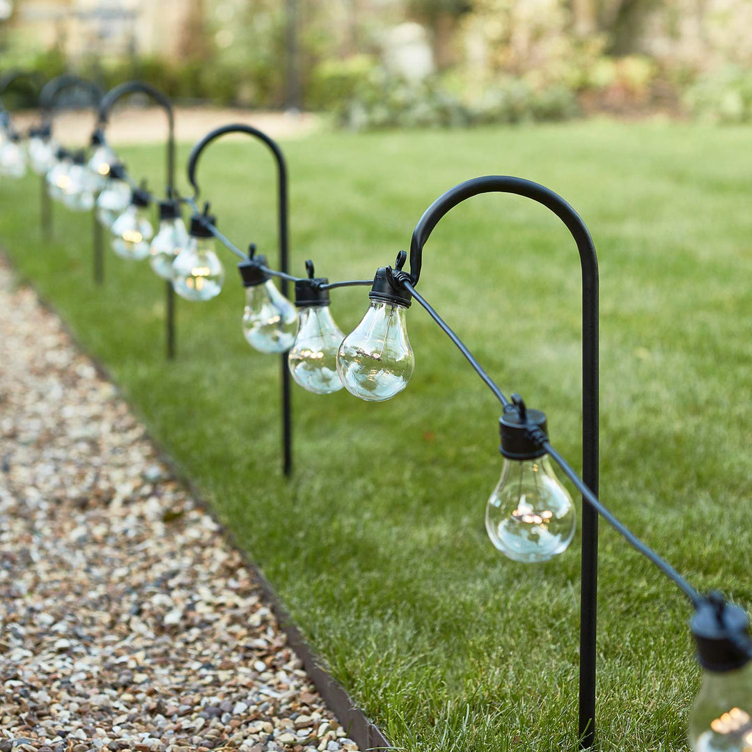 Lights4fun 5er Set Halterungsstangen für Beleuchtungen 60cm Schäferstab schwarz Lichterketten Mast 1