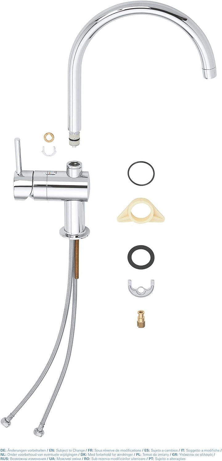 GROHE Minta - Einhand Spültischarmatur (C-Auslauf, Schwenkbereich wählbar: 0° / 150° / 360°, Einloch
