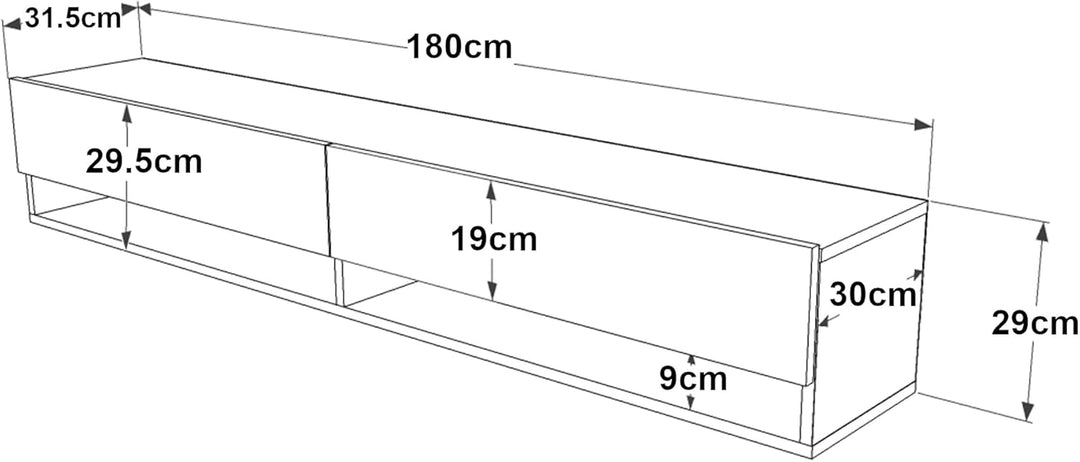 [en.casa] TV Board Laitila TV Schrank mit 2 Ablagen 2 Schranktüren Lowboard Fernsehtisch 180 x 31,5