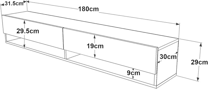 [en.casa] TV Board Laitila TV Schrank mit 2 Ablagen 2 Schranktüren Lowboard Fernsehtisch 180 x 31,5