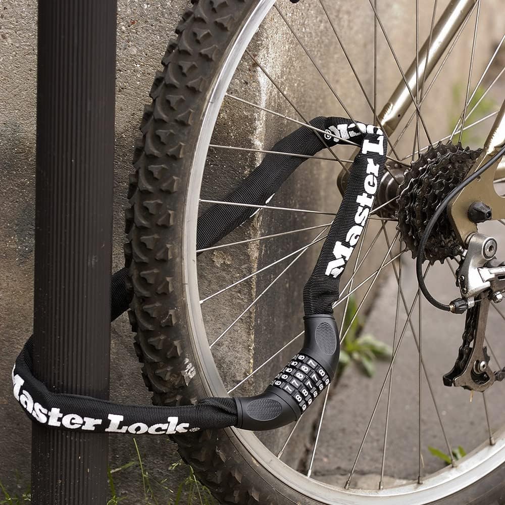 MASTER LOCK Fahrradschloss Stahlkettenglied [mit Zahlen] [90 cm Kette] 8392EURDPRO - Ideal für Fahrr