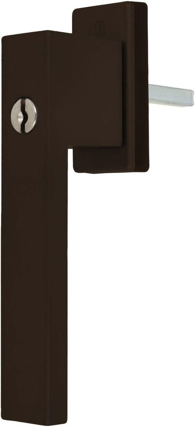 Design Aluminium Fenstergriff Dublin abschliessbar - pulverbeschichtet, Farbe:Dunkelbraun RAL 8077,