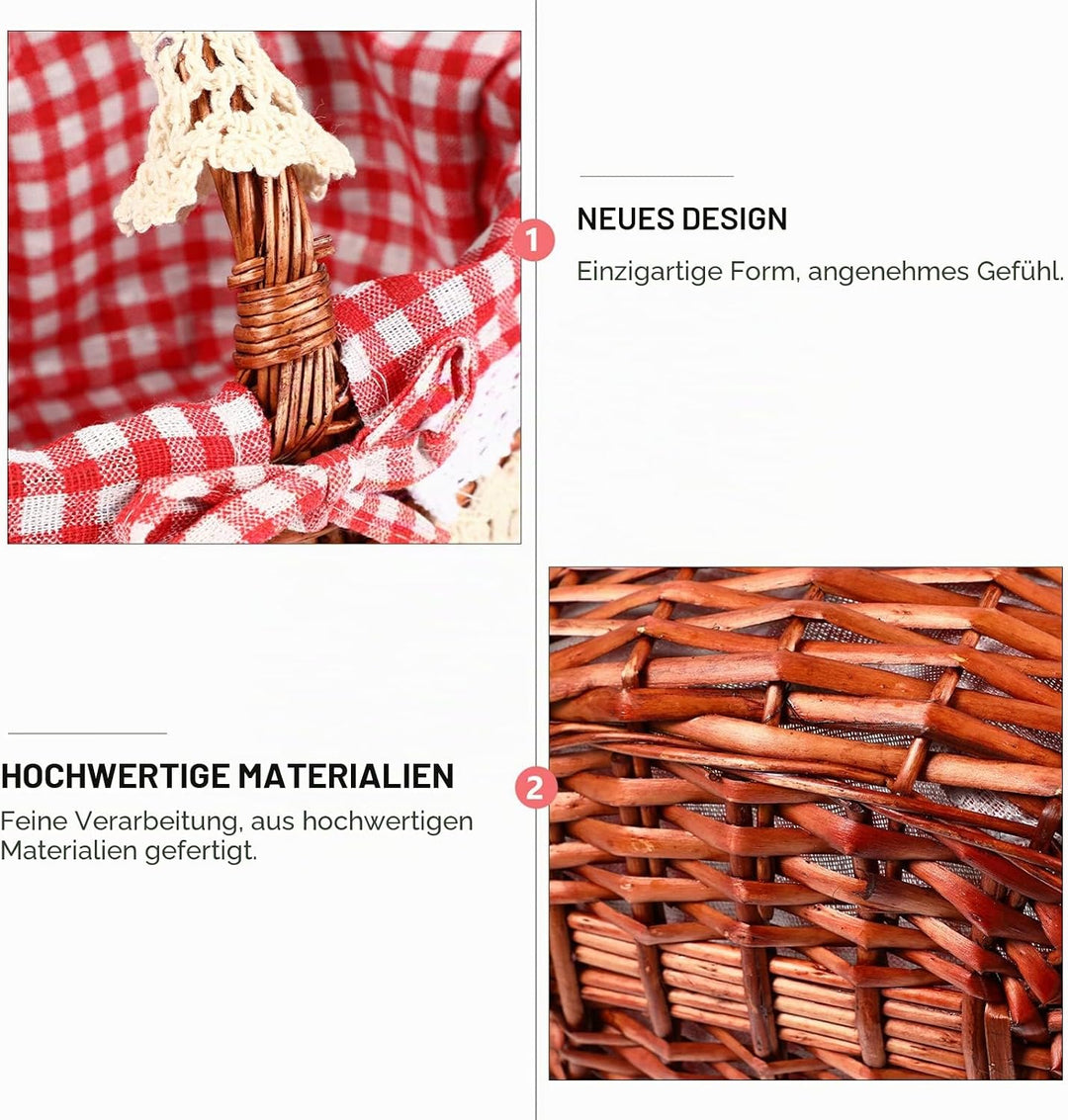 Generic Picknickkorb für Kinder, geflochten, Weidenkorb, Geschenkkorb, Osterkorb mit Griffen, Korb f