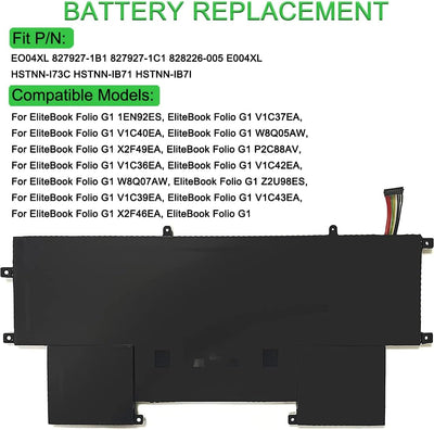 XITAIAN 7.7V 38Wh EO04XL E004XL Ersatz Laptop Akku für HP EliteBook Folio G1 827927-1B1 827927-1C1 8