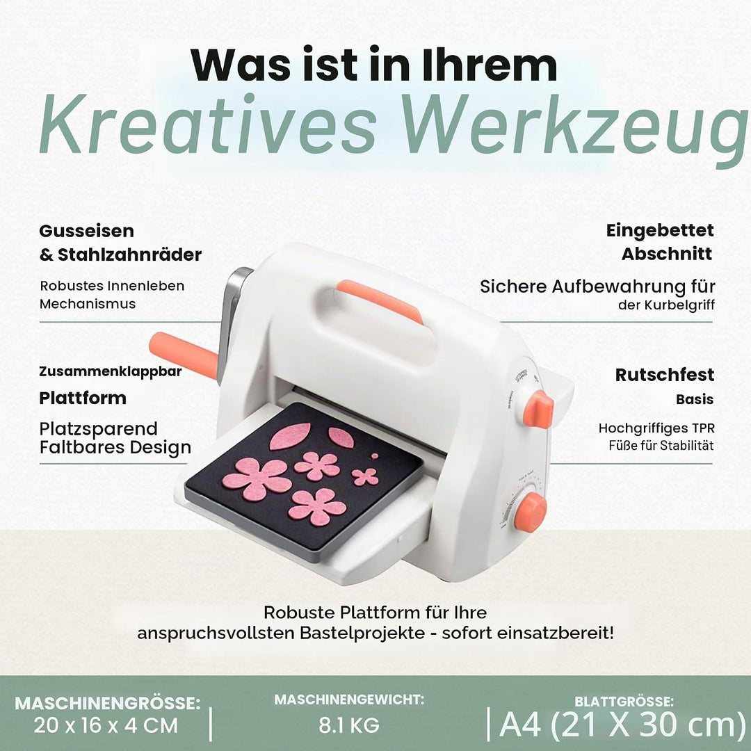 Stanz- und Prägemaschine, A4, 21x30 cm, Bogen max. 21 cm Breite, 1 Stück