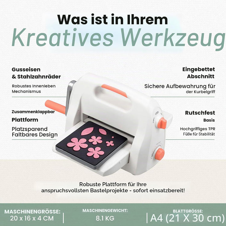 Stanz- und Prägemaschine, A4, 21x30 cm, Bogen max. 21 cm Breite, 1 Stück
