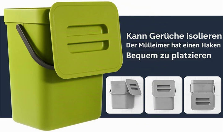 Spesh Biomülleimer Küche 2er-Set(5L+3L) Kunststoff Komposteimer Geruchsdicht Aufhängbar Abfalleimer