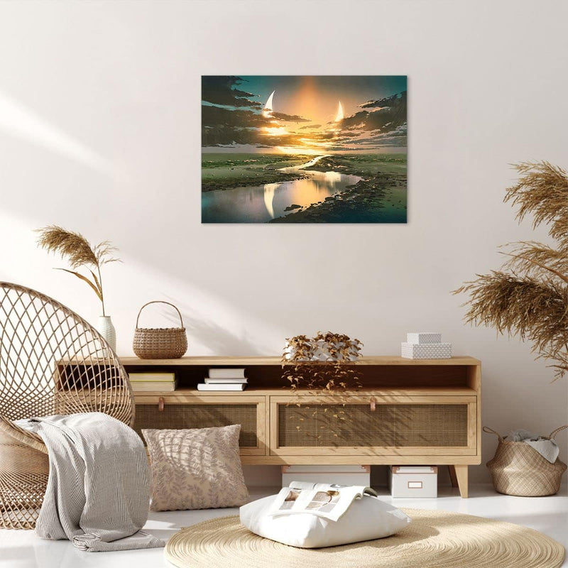 ARTTOR Bilder auf Leinwand natur natur Leinwandbild mit Rahmen 70x50cm Wandbilder Dekoration Wohnzim