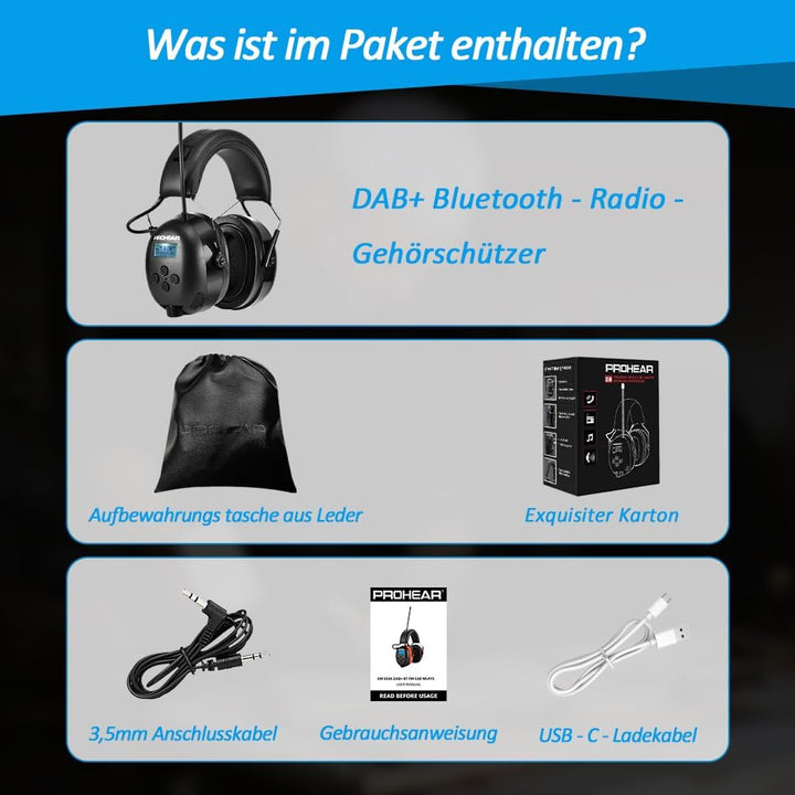 PROHEAR 033A (Upgraded) Gehörschutz mit Radio DAB +/Bluetooth/FM, Kopfhörer mit Radio mit Eingebaute
