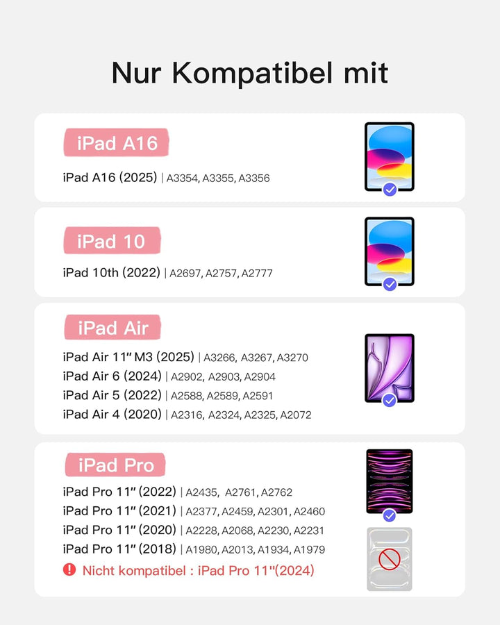 Inateck Hülle mit Tastatur,Ultraleichte Tastatur für iPad 10/11 Generation A16 2025 11 Zoll,iPad Air