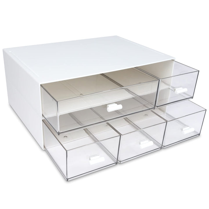 Schreibtisch-Organizer mit 5 Schubladen, 2-stöckige stapelbare Schreibtisch-Aufbewahrungsbox, Schrei