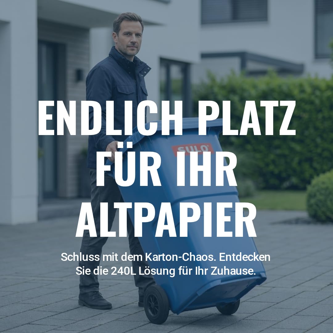 plasteo SULO Mülltonnen 2X 240L HD-PE UV-beständig Made in Germany | 2 robuste 240L Abfalltonnen aus