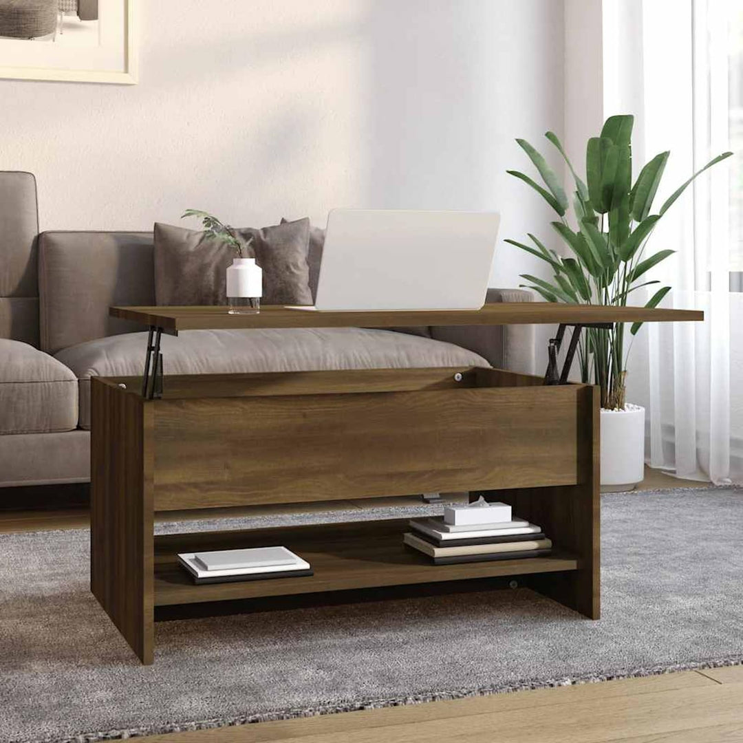 Susany Couchtisch Kaffeetisch Höhenverstellbar Wohnzimmertisch mit Ablagefach Sofatisch Beistelltisc