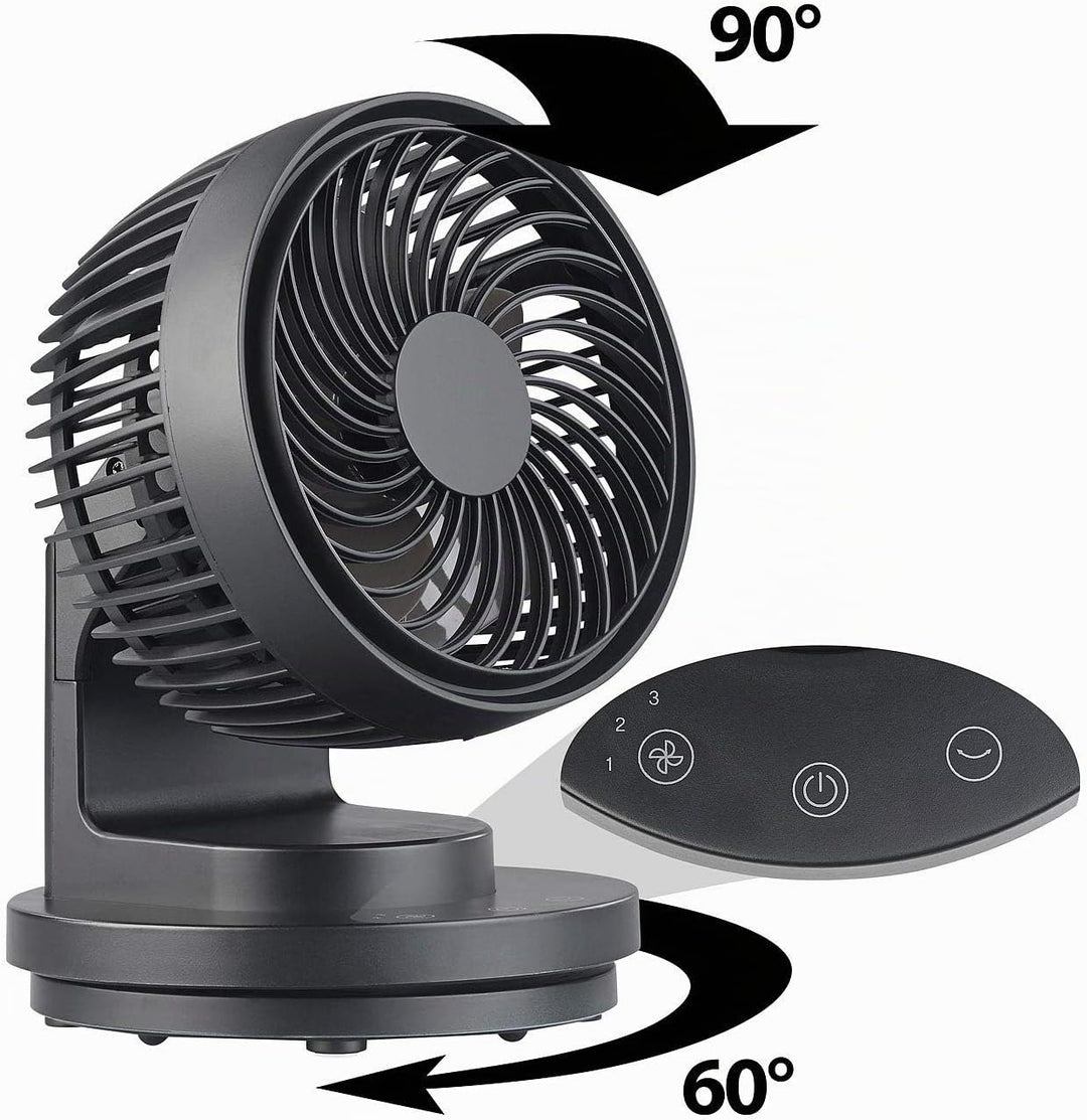 Sichler Haushaltsgeräte Ventilator Auto: USB-Tischventilator, 3 Stufen, Oszillation, bürstenloser Mo