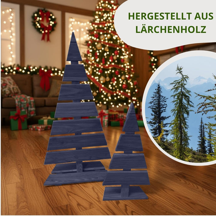 Floranica Weihnachtsdeko Weihnachtsbaum Lärchenholz Höhe 92 cm Fussbreite 45 cm Anthrazit Holzweihna