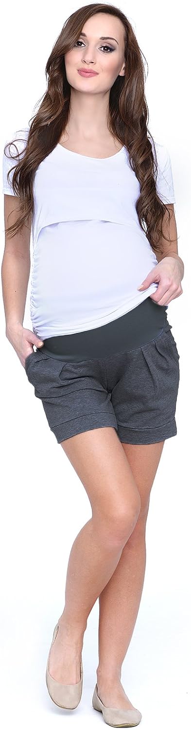 MijaCulture Mija Kurze Umstandsshorts/Umstandshose mit Bauchband für Sommer 1047 S Graphite, S Graph