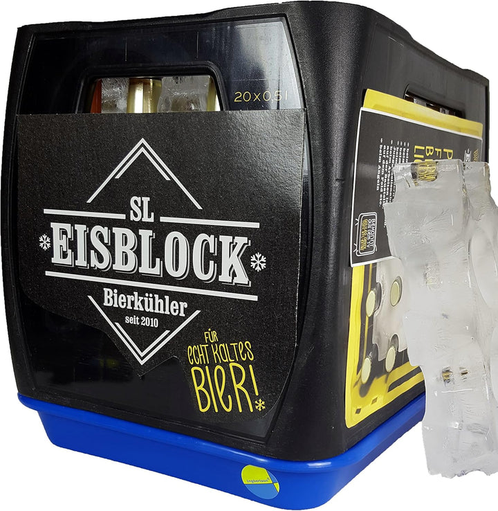 SL-Eisblock - Getränkekühler Bierkühler BLAU in Geschenkverpackung für 0,5l Flaschen MADE IN GERMANY