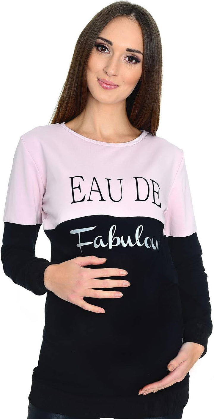 Mija - 2 in1 Fabulous Stillpullover & Umstandspullover Still Sweatshirt 9086 XL Schwarz / Hellrosa,