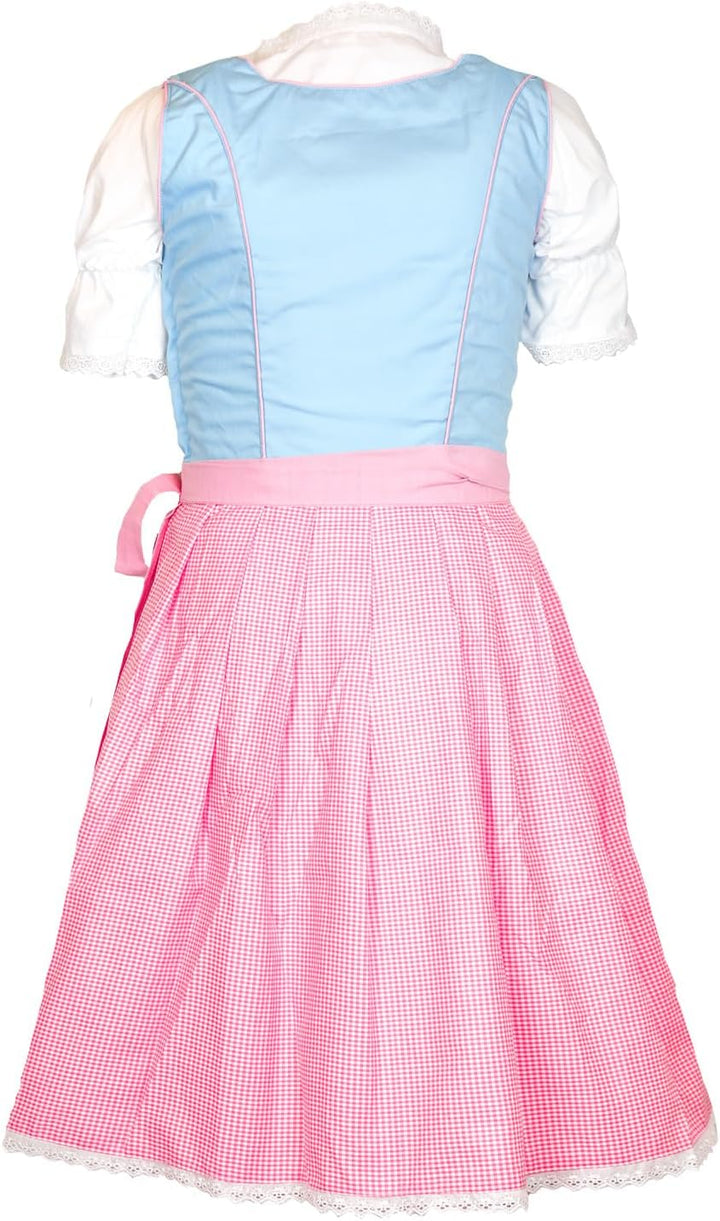 MS-Trachten Kinder Dirndl Kinderdirndl Trachtenkleid Elise rosa hellblau pastell 3 teilig 164 Hellro