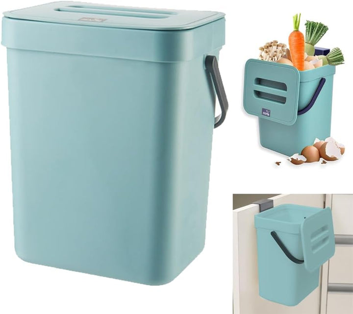 Küchenmülleimer - Kleiner 3L Bio Mülleimer mit Deckel - Geruchshemmend - Arbeitsplatte zum Aufhängen