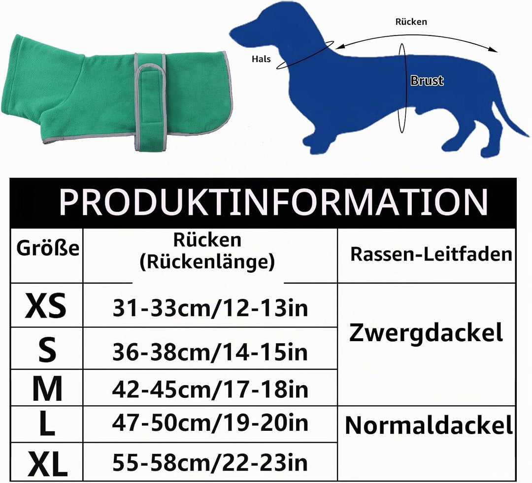 Geyecete -Gemütlich Polarfleece Winter hundemantel fur Dackel,Miniatur Dackel Fleece hundepullover,H