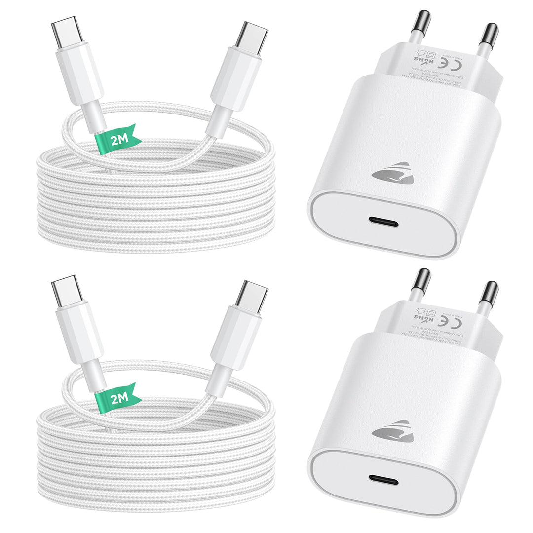 USB C Ladegerät, 2er Pack Handy Netzteil Ladegeräte Mehrfach Ladestecker USB C Power Adapter 20W Sch