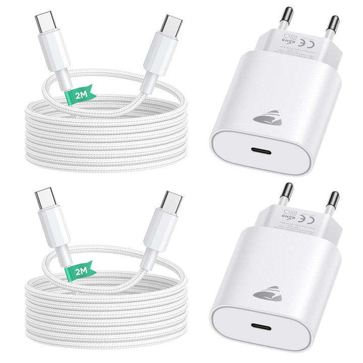 USB C Ladegerät, 2er Pack Handy Netzteil Ladegeräte Mehrfach Ladestecker USB C Power Adapter 20W Sch