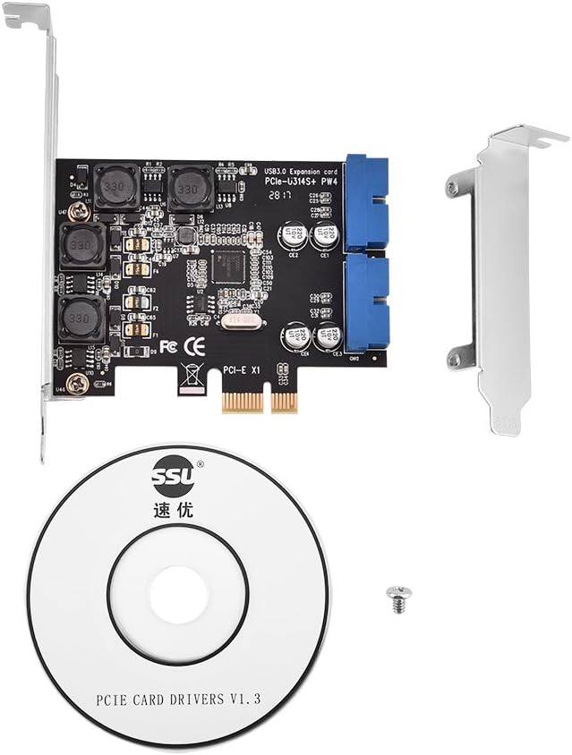ASHATA USB 3.0 PCI Express Controller, PCI-E Erweiterungskarte 2X intern USB 3.0 19-pin Anschlüsse,S