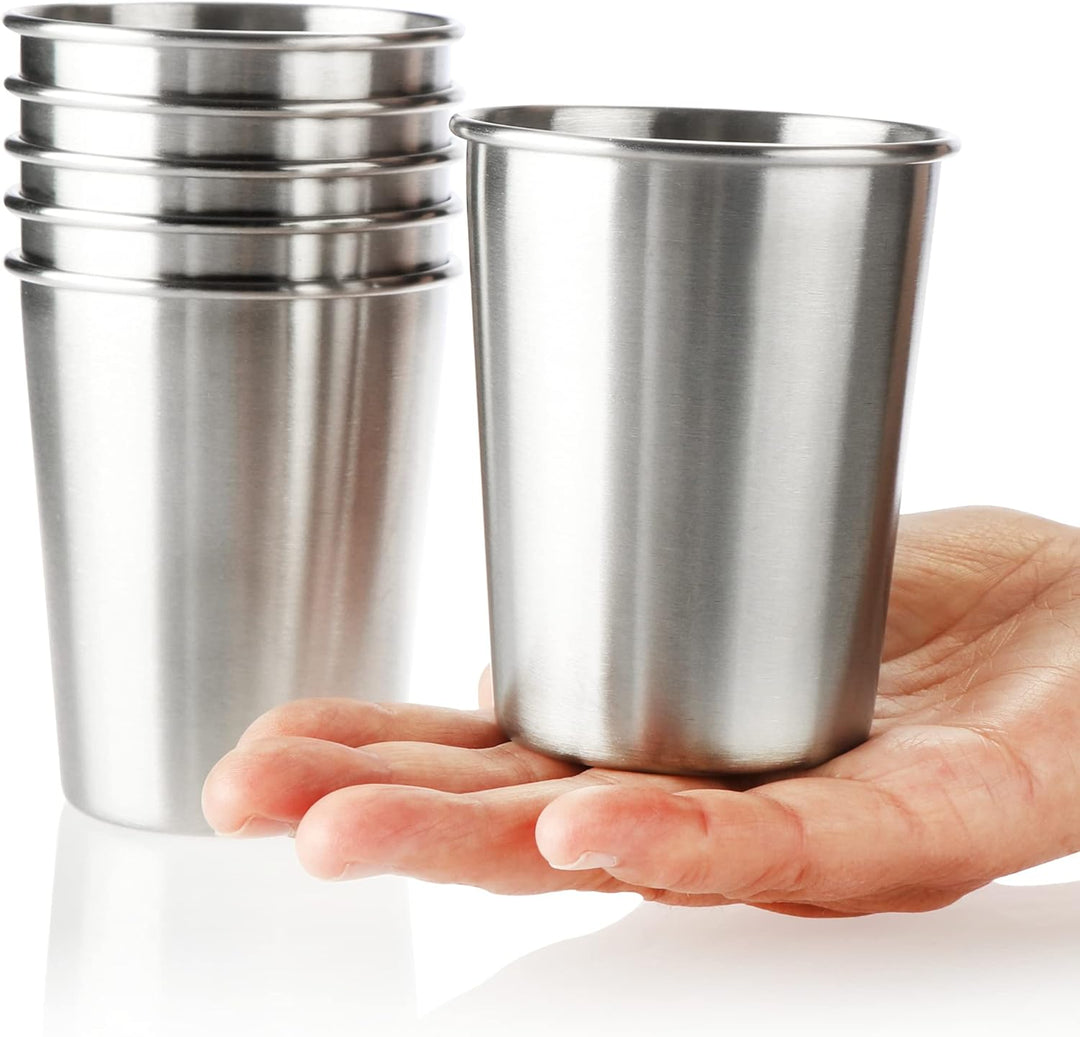 Robin Goods® 6x Edelstahl-Trinkbecher - Hochwertiger Becher aus Edelstahl - Campingbecher 250 ml - R