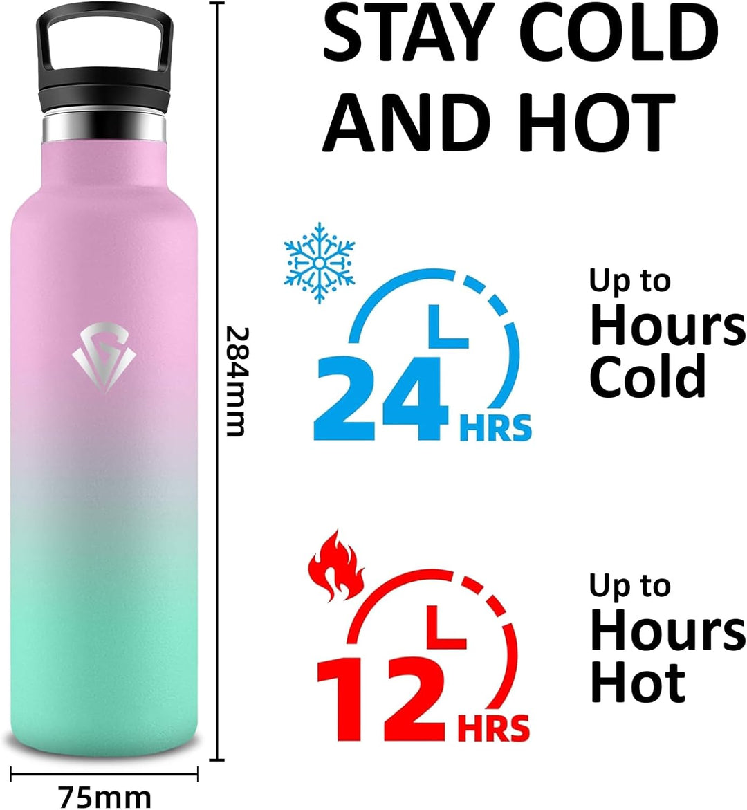 Thermosflasche- Wasserflasche 750ml- Wasserflasche mit Strohhalm- 24h Kalt & 12h Warm- Trinkflasche
