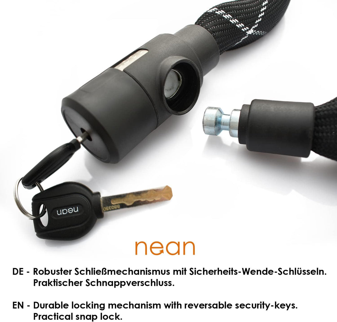 nean Fahrradschloss Kettenschloss, Bike chain lock, 2 Sicherheits-Schlüssel, hohe Sicherheit und ext