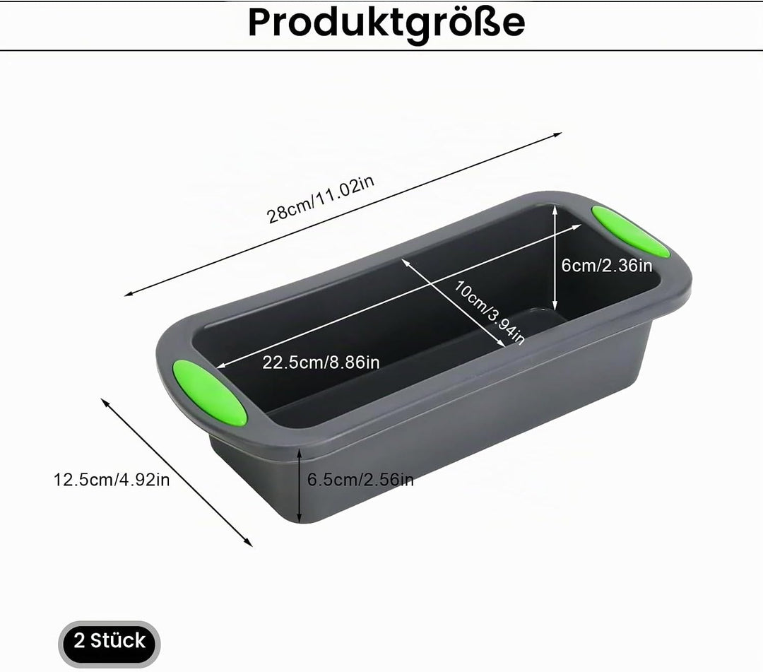 2 Stück Brotformen zum Backen, Silikon Brotbackform, Rechteckig Silikonbackform Kastenform, Hitzebes