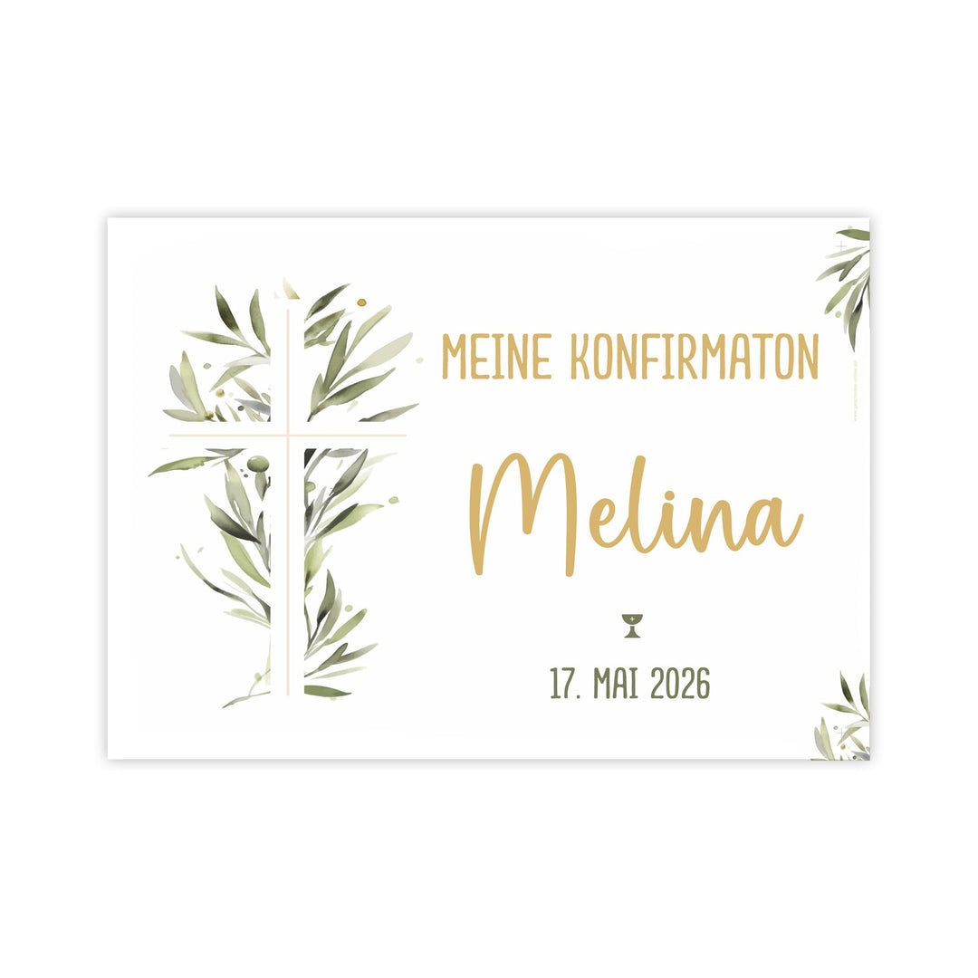 Herz & Heim® Personalisierbares Banner für kirchliche Feste – Kunststoffbanner oder Posterpapier – M
