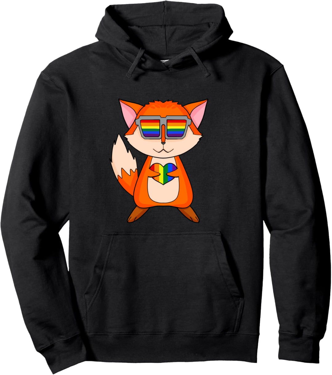 LGBT Supporter Fox Rainbow Gay Pride LGBT Herz Tier Pullover Hoodie